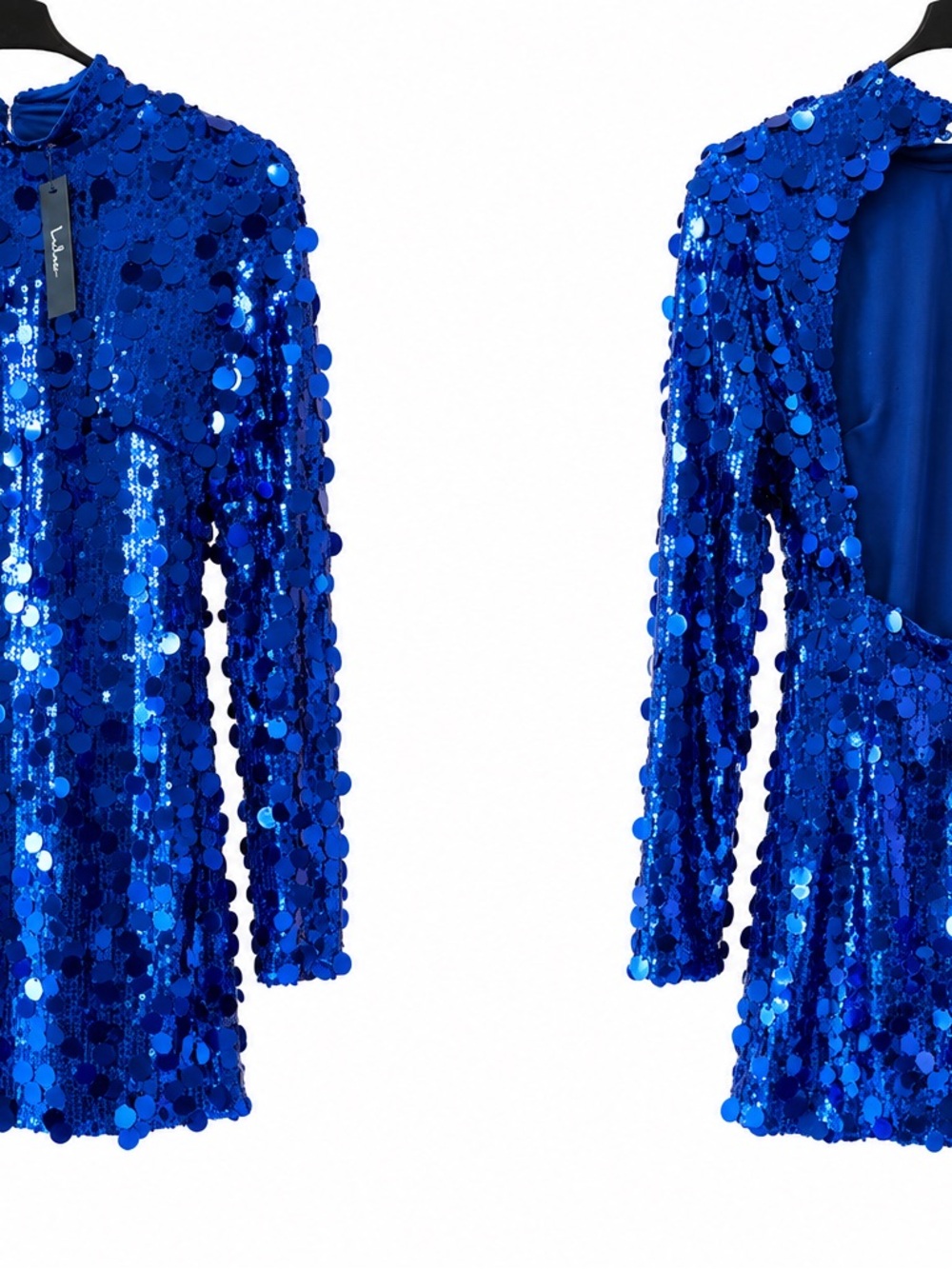 Sequin Open-Back mini dress in Royal Blue